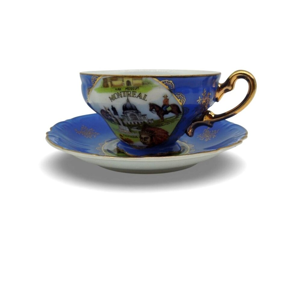 ESD Japan Montreal Souvenir Teacup Set Gold Accents Vintage
